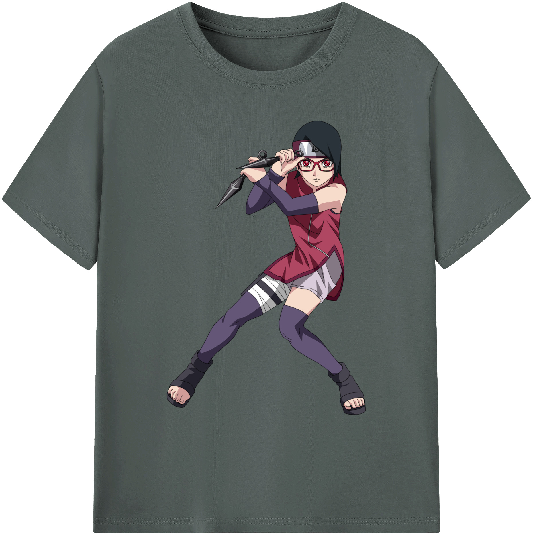 （画像用） NARUTO -ナルト- うちは サラダ Uchiha Sarada 綿100％ メンズ半袖Tシャツ｜肌触りやわらか＆通気性